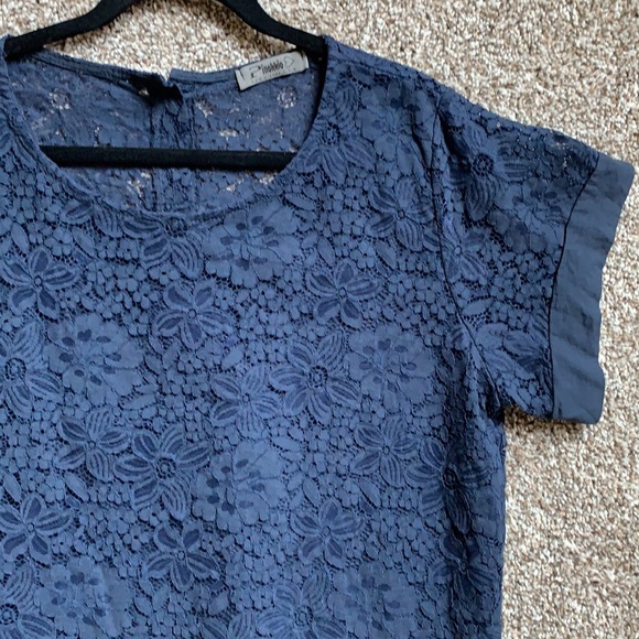 Pinokkio Button Back Navy Lace Blouse - Picture 3 of 8